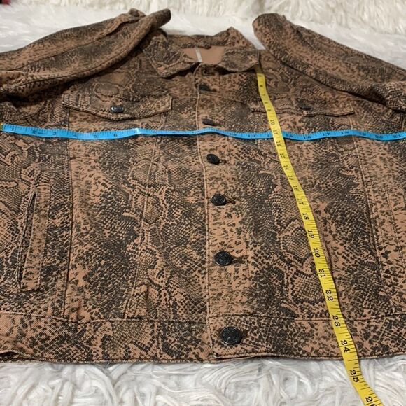FREE People Snake Trucker Jacket Button Front Pockets - Picture 10 of 11